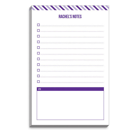 Purple Preppy Stripe Check List Notepads